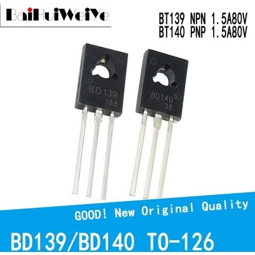 20PCS/LOT BD139 BD140 10Pair NPN PNP 1.5A 80V Transistor Triode TO126 TO-126 New Original IC Good Quality Chipset In Stock