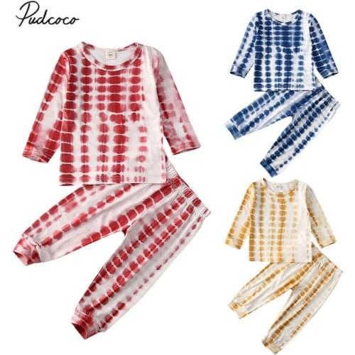 2020 Toddler Kids Baby Girls Boys Clothes Long Sleeve Top T-shirt Pants Leggings Outfits Plaid Cotton 2pcs Set