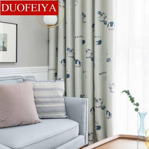 2021 new Pastoral Small Fresh Cartoon Printed Curtains Shading Custom Finished Curtains for Living Dining Room Bedroom