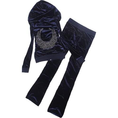 2021 Spring / Fall Womens Brand Gold velvet fabric Tracksuits Velour suit women Track suit Hoodies and Pants Rose 2XL