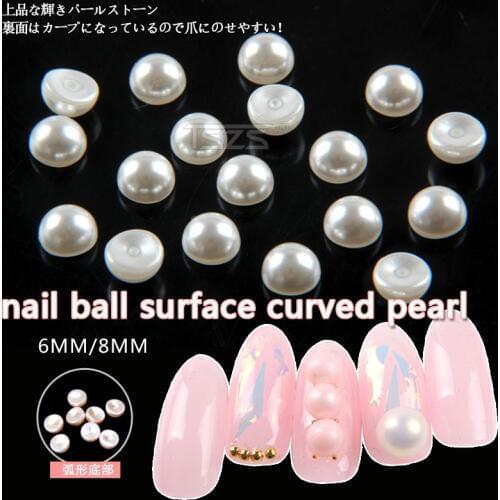 25pcs/lot 6mm 8mm japanese style nail art cute mermaid color oblate pearl