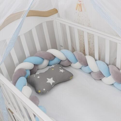 3M Length Crib Bumper Knotted 3 Braided Plush Nursery Cradle Decor Nodic Knot Newborn cot Bedding