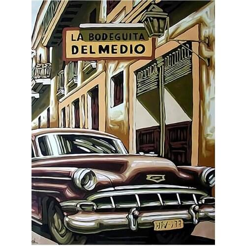 Diamond Painting Round Full Drill City Street Car Landscape Nouveaute DIY Mosaic Embroidery 5D Cross Stitch Scenic Picture