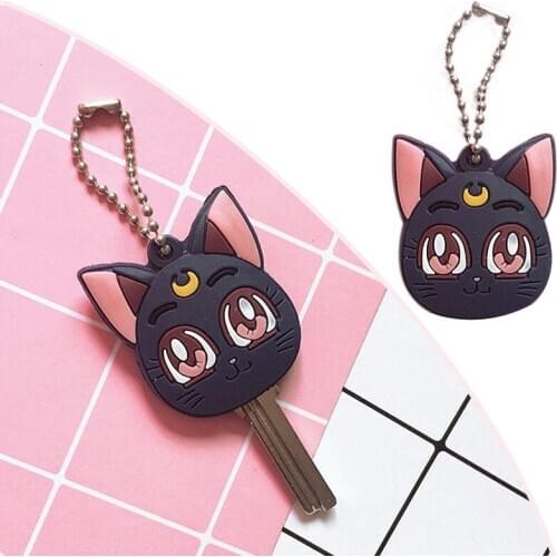 Anime Sailor Moon Luna Purple Cat Keychain Cosplay Cute Pendant Keyring Key chain