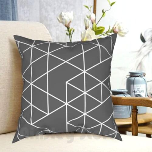 White And Medium Gray Pillow Case Printed Home Soft Throw Pillow Graphic Pattern Abstract Geometric Geometric Lines