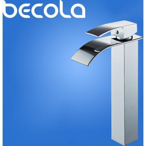 Free Shipping Deck Mounted Chrome Polished Finish Faucet For Bathroom Faucet Tap Bathroom Waterfall Basin Mixer Tap LT-503B