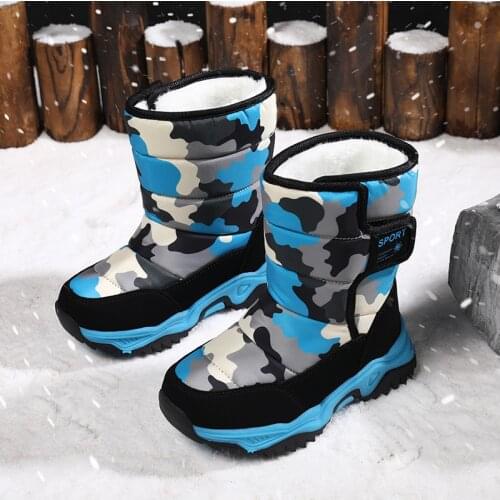 Childrens Snow Boots Boys Shoes Winter 2021 Students Plush Fleece Boots Kids Girls Warm Shoes Child Cotton Shoes High Top Boots