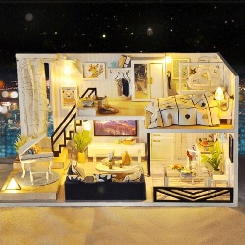 Diy With Dust Cover House Creative Hand Assembled Building Model Villa With Birthday Gift 3D house Montessori educational toys
