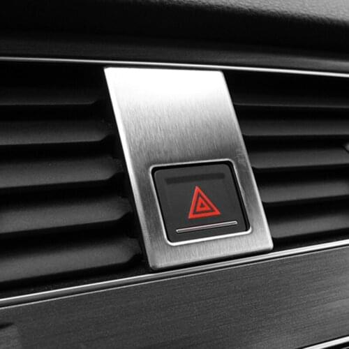 For VW Golf 7 2014 2015 Stainless Steel Car Interior Double Flash Light Emergency Light Button Frame Decoration Cover Trim 1Pc