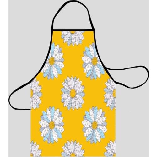 Chamomile Kitchen Aprons For Women Oxford Fabric Cleaning Pinafore Home Cooking Accessories Apron