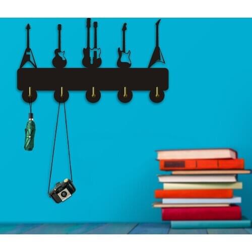 Guitars Wooden Wall Hook Coat Hat Bag Clothes Hanger Music Instrument Organizer Key Holder Wall Decor Gift For Guitarist