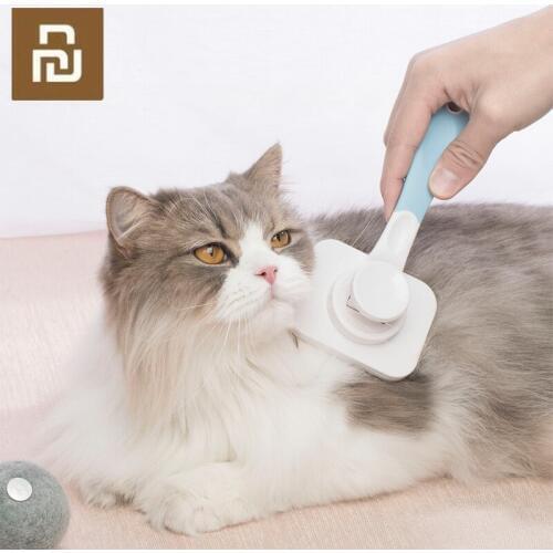 Pet Hair Comb One-button Cleaning Comfortable Grip 135 Degree Round Head Needle Preventing Flying Hair Pet Supplies