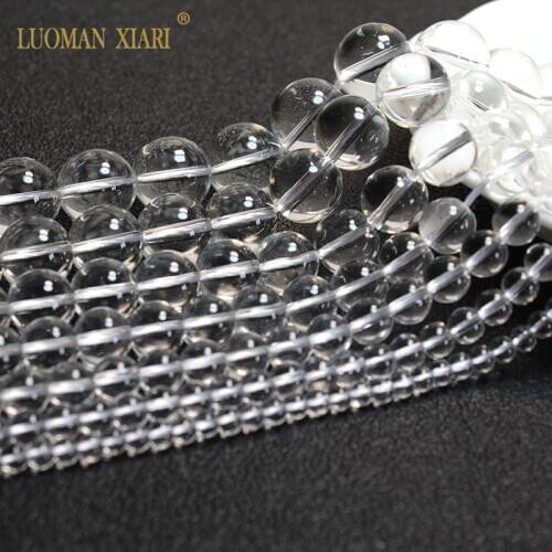 Wholesale AAA White Crystal Round Natural Stone Beads For Jewelry Making DIY Bracelet Necklace 4/6/8/10/12/14 mm Strand 15