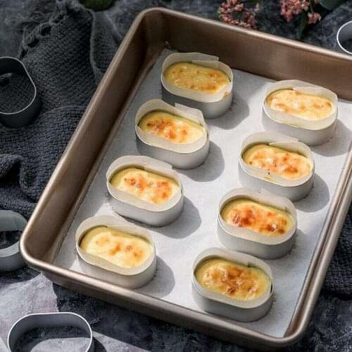 Hot 12 Pcs Stainless Steel Oval Cheese Mold Mini Cookie Tiramisu Cutter Mousse Cake Ring Mold Cake Cutting Mold Pastry Rings