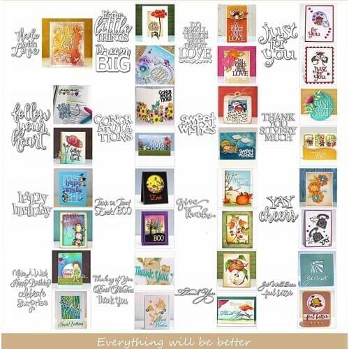 Metal Cutting Dies Special Words Font Bold Letter Sweet Wishes Just For You Happy Birthday For DIY Craft Making Template 18