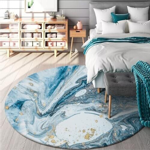 Fashion Modern Nordic Abstract Seawater Gilt Living Room Bedroom Hanging Basket Chair Round Floor Mat Carpet Customization