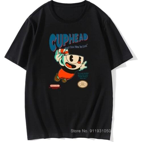 Cuphead T Shirt Super Cuphead T-Shirt Male Big Tee Shirt Short Sleeve Casual Fun 100% Cotton Graphic Tshirt