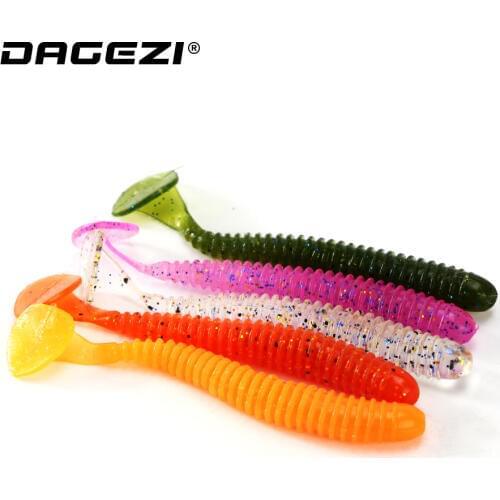 DAGEZI 10pcs/lot T tail soft fishing lure 7.5CM/2G Soft bait Swimbaits Jig Head Artificial Lure for Fly Fishing Bait