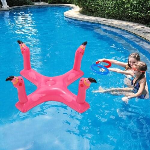 Inflatable Pool Ring Toss Games Toys Floating Ring Summer Water Beach Cross Ring Toss Game With 6PCS Rings For Children /Adults