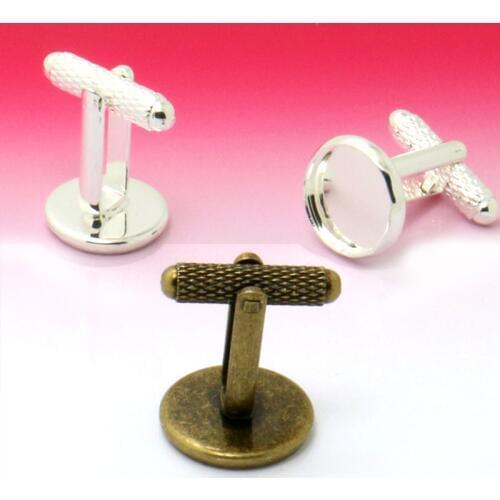 10pcs 10 12 14 16 18 20mm French Style Cufflink Settings Blank Round Pad Tray Cabochon Base For DIY Clothes Accessories