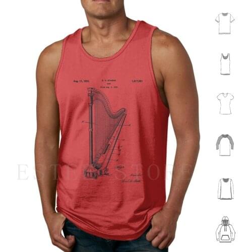 Harp Patent 1931-Black Tank Tops Vest Harp Patent Musical Instrument Blueprint Music Stringed Musical Instrument Concert