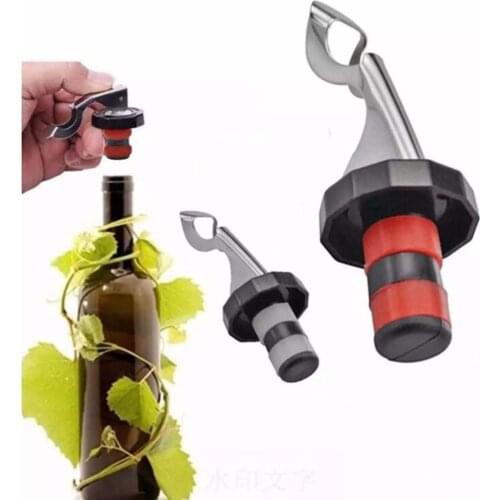 Dinner And Practical Multifunctional Wine Cork Opener Portable Wine Cork Stopper Stainless Steel + Silica Gel Opener