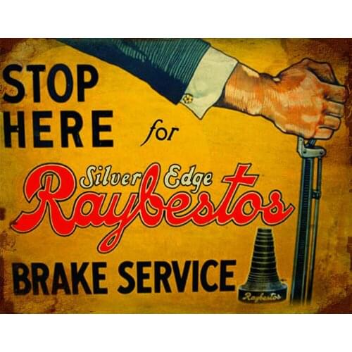 Raybestos-Placa de pared con señal de estaño, cartel de METAL, servicio de frenos