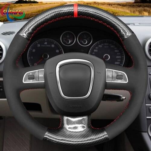 DIY Black Suede Carbon Fiber Car Steering Wheel Cover For Audi A3 2006-2013 A5 S5 2008-2012 S6 Q7 2007-2011 RS4 2007-2008