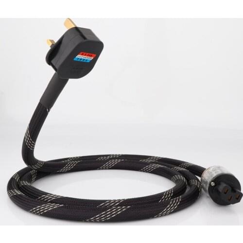 Piece 4 square OFC hifi Power cable with Gold plated UK Power connector UK Plug power cable