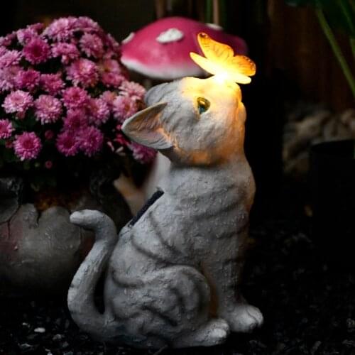 Nordic Creative Resin Garden Cute Cat Solar Lamp Household Decoration Balcony Garden Home Decorat Ornaments