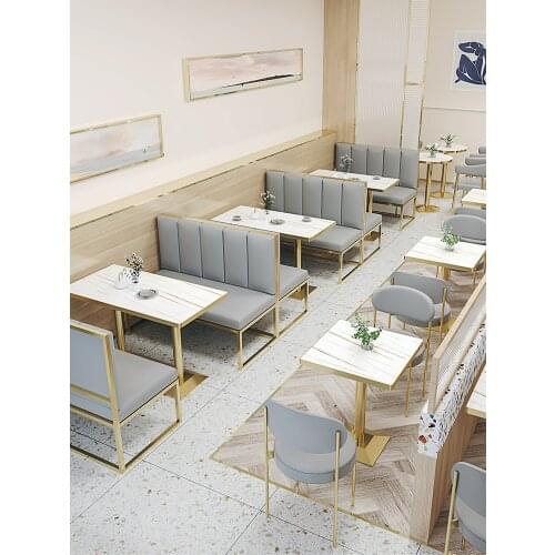 Milk tea shop table and chair combination dessert hamburger cafe light luxury bar restaurant iron art wall booth sofa