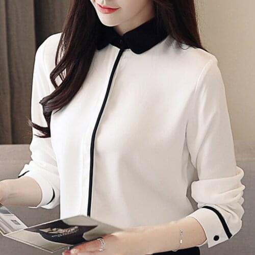 Blusas Mujer De Moda 2021 White Blouse Office Ladies Tops Chiffon Blouse Long Sleeve Women Shirts Womens Tops And Blouses C14