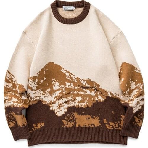 Women Vintage Clothes Couple Wear Men Harajuku Moutain Winter Sweaters 2021 Pullover Mens Casual Fashions Sweater