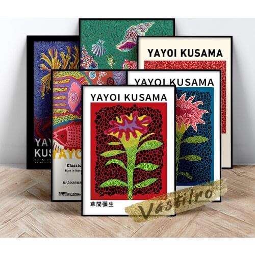 Yayoi Kusama Famous Classic Poster, Polka Dot Pumpkin Canvas Painting, Vintage Flower Art Prints, Kusama Pumpkin Wall Picture