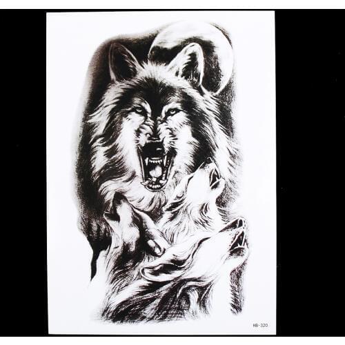 1pc Fake Tattoo Temporary 2019 Hot Moon Wolf Howl Picture HB320 Design Cool Women Men Body Back Arm Art Tattoo Sticker Decor New