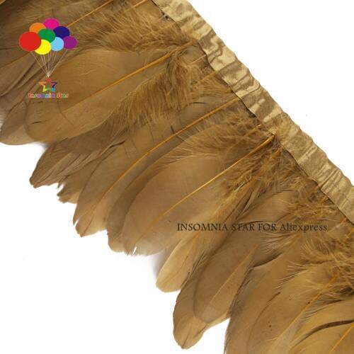 2 Meter Goose Feathers Trims Dyed Coffee Ribbons 15-20cm Duck Carnival Ornaments