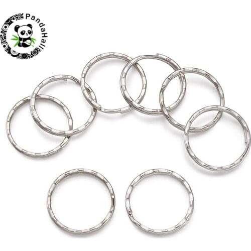 200pcs Pandahall 25mm Iron Round Double Loop Key Ring for Keychain DIY Making Golden Platinum