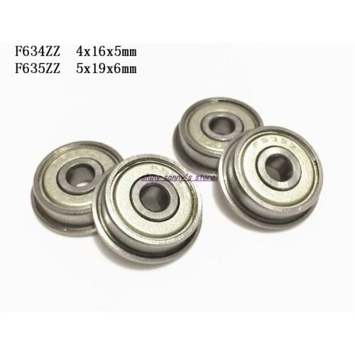 30pcs/Lot F634ZZ , F635ZZ Flange Bearing Deep Groove Ball Radial Ball Bearing Brand New