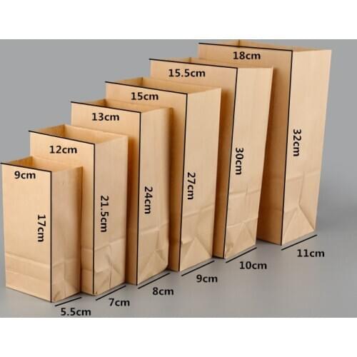50pcs/100pcs Wholesale Kraft paper bags food packaging bags baking packaging takeaway bag bread packaging paper bag