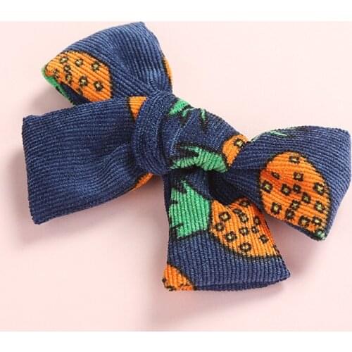 1pc Princess Girls Knot Bows Hair Accessories,School Girls Fruit Prints Corduroy Handtie Hairpins,Kids Children Head Wear