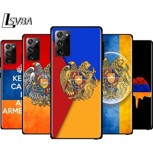 Armenia Armenians Flag for Samsung Galaxy Note 20 Ultra 10 9 8 Pro S10E S10 5G S9 S8 S7 Plus Black Silicone Phone Case