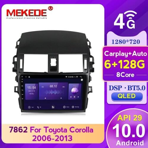 2021 New 6+128G DSP Android 10.0 Car Multimedia Player Navigation GPS For Toyota Corolla 10 E140 E150 2006-2012 carplay 4G WIFI