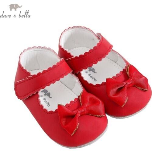 DB17549 Dave Bella spring baby girls fashion bow solid first walkers new born shoes