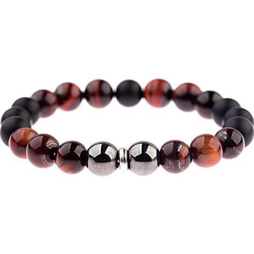 10 MM Tiger Eye Beaded Hematite Bracelet Homme Charm Natural Stone Braslet For Man Handmade Women Bracelet