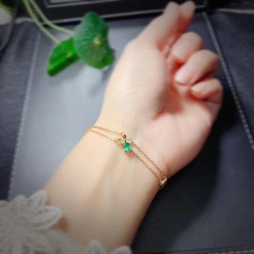 Elegance Lovely Clover Flower natural green emerald Bracelet Natural gemstone bracelet S925 silver woman party gift fine jewelry