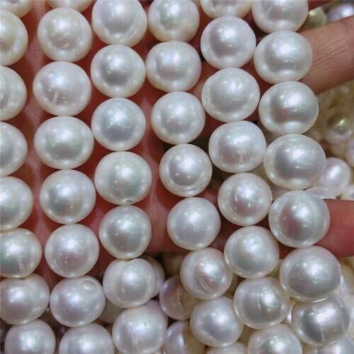 New potato shape 11-12 mm natural freshwater cultured pearls scattered loose beads 16"