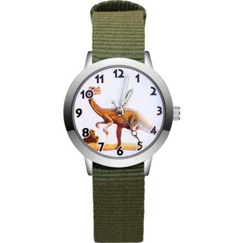 Fashion Cartoon Cute Dinosaur Style Childrens Watches Kids Student Girls Boys Quartz Nylon Strap Wrist Watch JA49