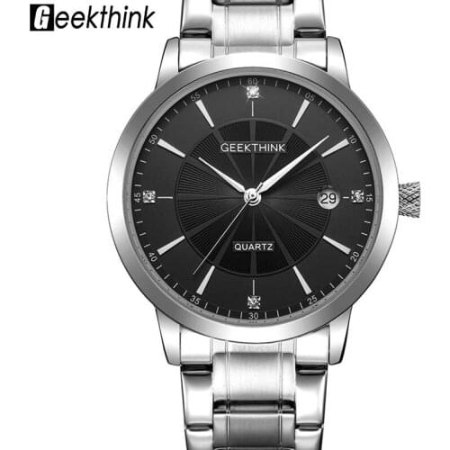 GEEKTHINK Top Classic Brand Fashion Mens Full steel Ultra Thin Casual Watches waterproof relojes Hombre quartz Wristwatch New