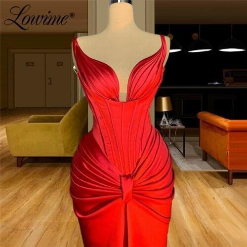 Simple Red Evening Dresses Formal Long Mermaid Celebrity Dresses 2021 Plus Size Dubai Arabic Prom Dress Middle East Party Gowns