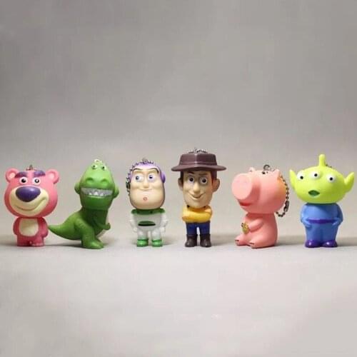 Disney Toy Story Woody Buzz Lightyear piggy Green Aliens 6-7cm Action Figurine Collection Toys Model Pendant For children gifts